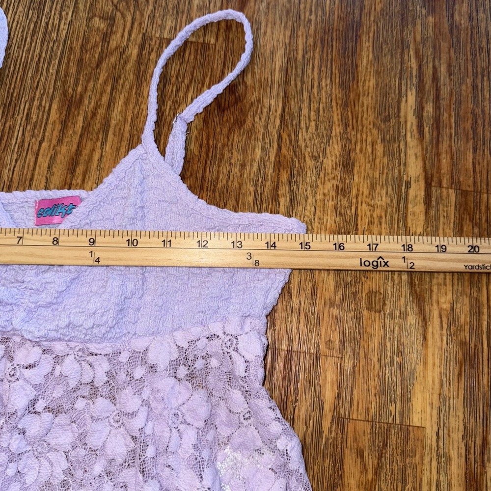 Edikted Top Spaghetti Strap Lavender Lace Babydoll Cami S Y2K Style Fairy Grunge - Picture 7 of 9